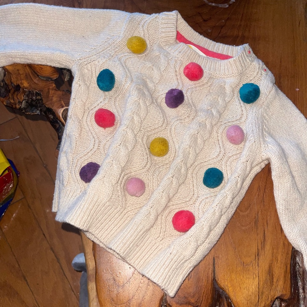 Mini Boden pom pom rainbow sweater